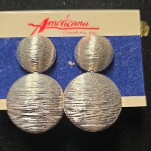 Americana Creations Vintage Silver Double Circle Earrings